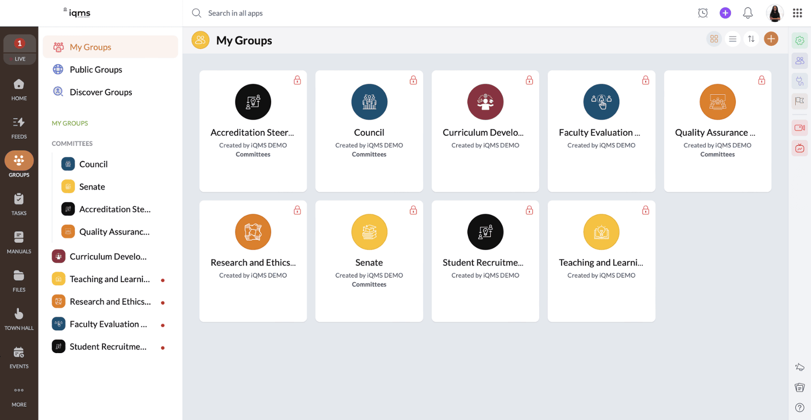 Groups in iQMS